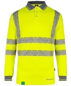 BEESWIFT EWCPKLSSY ENVIROWEAR RECYCLABLE HI-VIS LONG SLEEVE YELLOW POLO SHIRT
